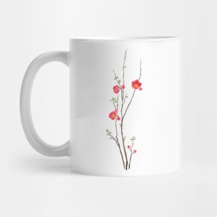 red winter plum watercolor flowers Mug